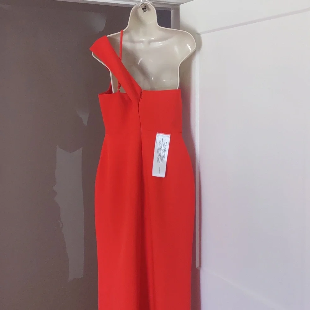 BCBGMaxAzria One-Shoulder Vibrant Orange Dress Size 8 - Picture 4 of 7